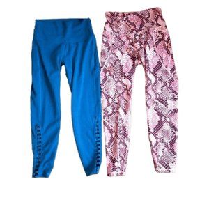 Old Navy Girls Leggings Bundle 2 Pairs Pink and Green Size Medium